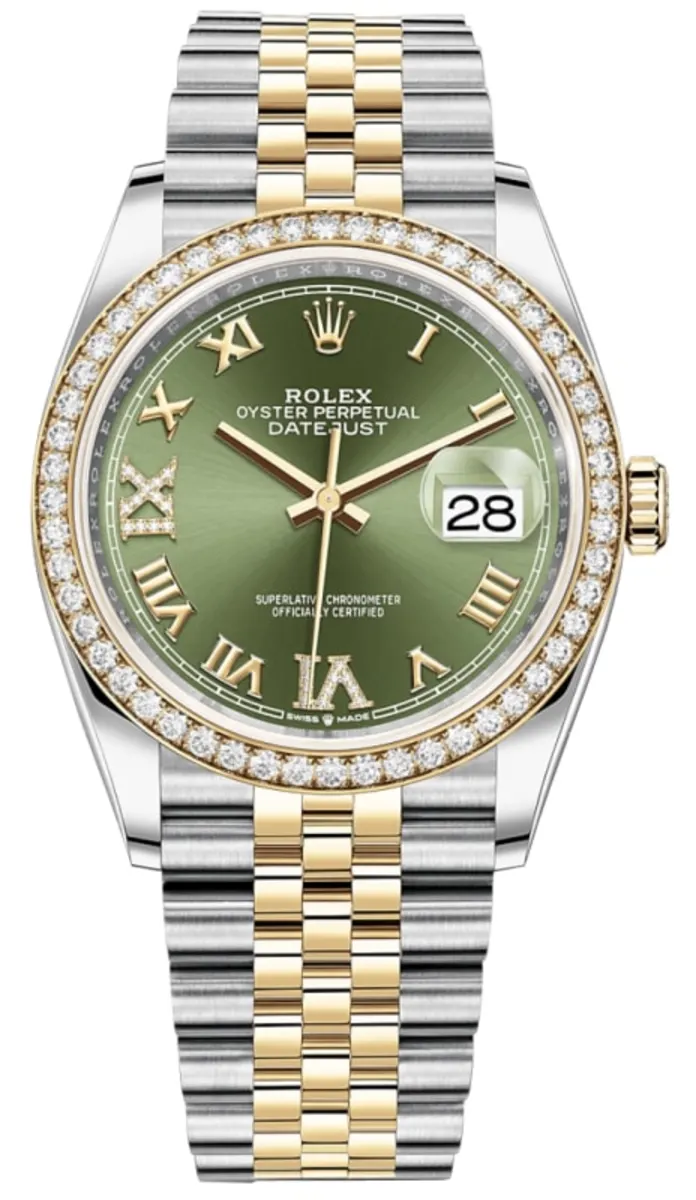Rolex Datejust 36 mm Yellow Gold and Steel Green Diamond Dial 2026 year