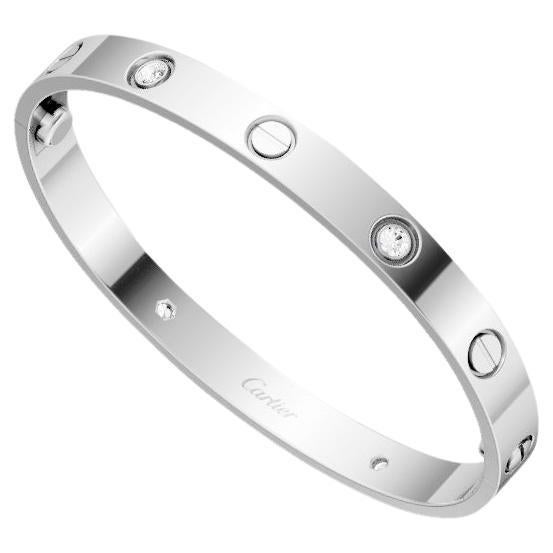Браслет в стиле Cartier LEVE White Gold 4 Diamonds 